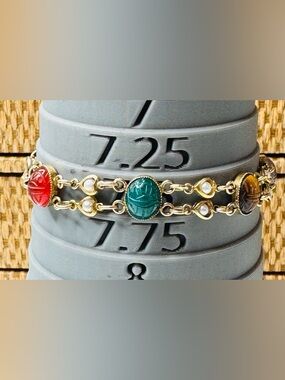 Scarab Bracelet 1/20 12k gold filled with pearl accents